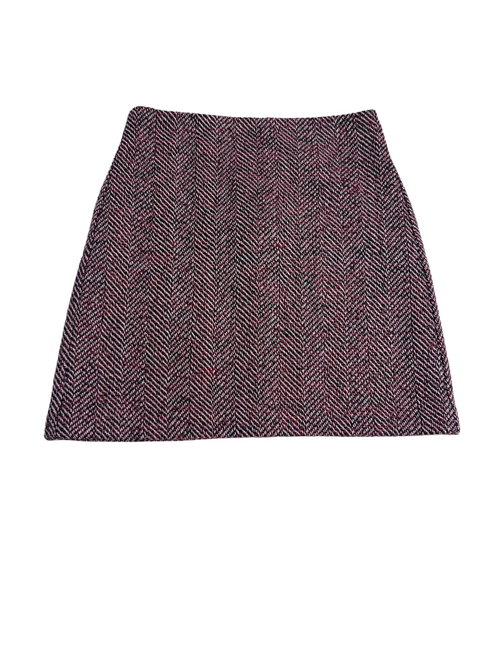 Red and Black Herringbone A-Line Skirt